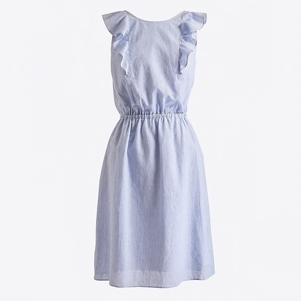 J CREW FACTORY Striped ruffle-shoulder dress